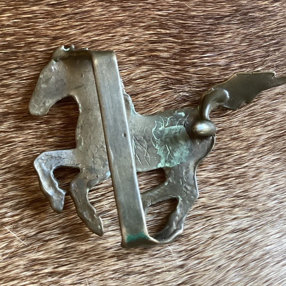 Vintage Elegant Petite Brass Running Horse Belt Buckle - Picture 7 of 8